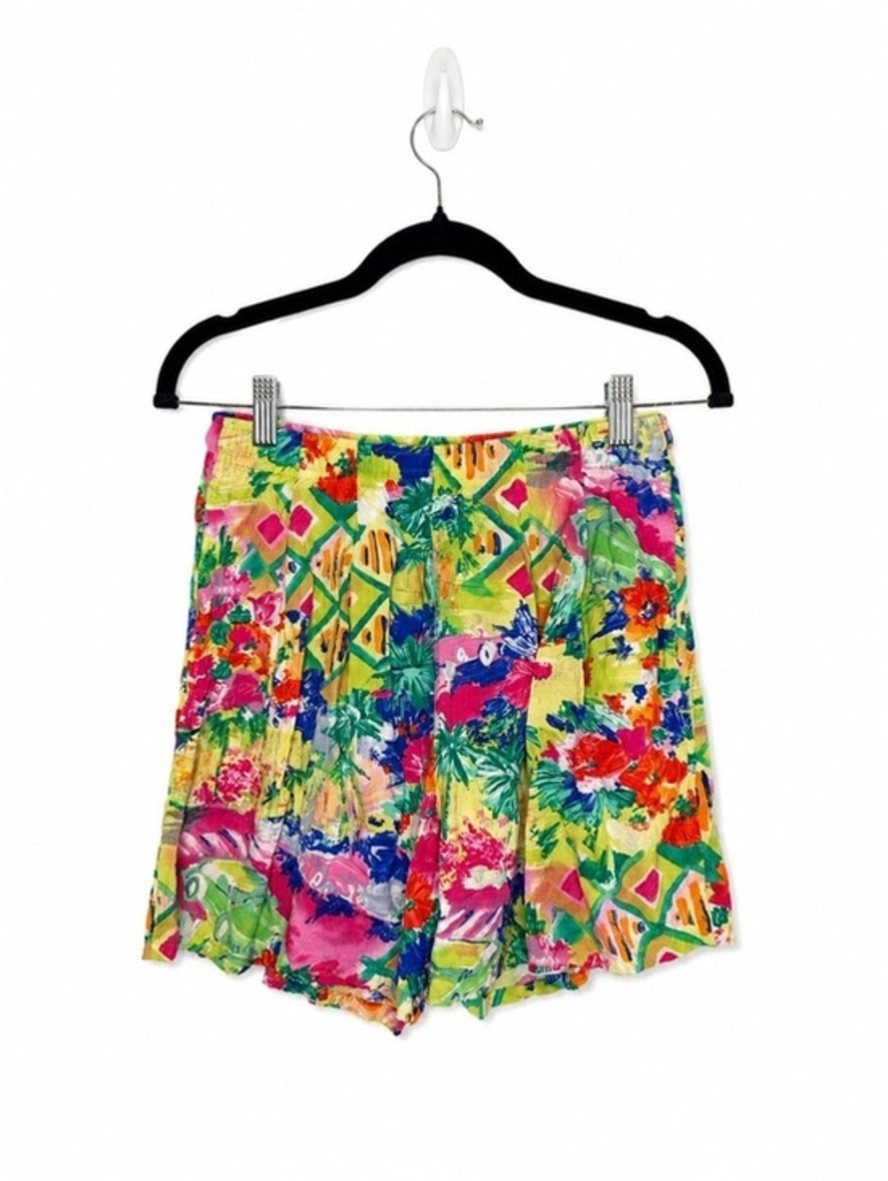 Vintage Jams World Tropical Floral Rayon Pull-On Hawaii Resort Shorts Small